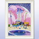 絵画 壁掛け 【NEW】【花の都 江戸】「鮮やかな色彩と和洋折衷の遊び心を・・」ラメチップ入りゲル加工 アートフレーム女性作家 なかの まりの 紫 パープル