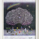 絵画 壁掛け【春 ウララ】 桜「鮮やかな色彩と和洋折衷の遊び心を・・」ラメチップ入りゲル加工 アートフレームモノトーン 黒 白黒