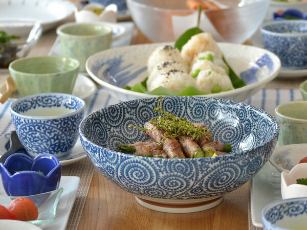 ＜古染たこ唐草＞麺鉢　大　和食器/さぬき丼ぶり/大ボウル/めん鉢/大鉢/どんぶり/