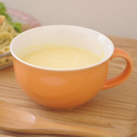 塗り分けスープカップ・オレンジ　アウトレット食器/カップ/コップ/橙/マグカップ/スープカップ【62％OFF】オレンジとホワイトのかわいいスープカップ♪