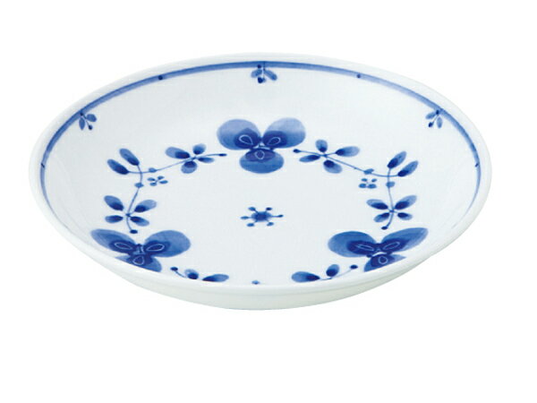 軽量磁器　藍つづり　五寸皿　軽量食器/花柄/取り皿/染付け/プレート/ケーキ皿
