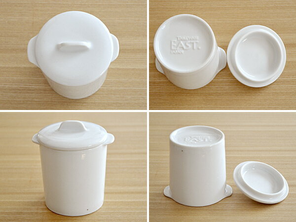 EASTオリジナル 和カフェスタイル ジャポネココット蓋付（ホワイト） （アウトレット込み） 茶碗蒸し/スープカップ/オーブンウェア/デザート