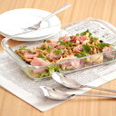 ガラス 耳付きプラター(30cm) 強化ガラス/角皿/大皿/パーティー食器/ガラス食器/調理器具