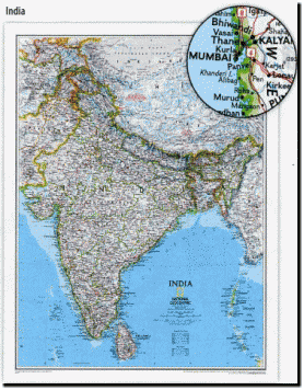 【インド・ネパール・ウォールマップ India Wall Map】