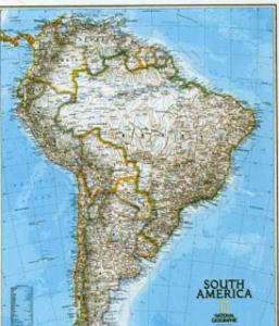 【南アメリカ地図 South America Political Wal Map】ウォールマップの基本形、南アメリカ版！