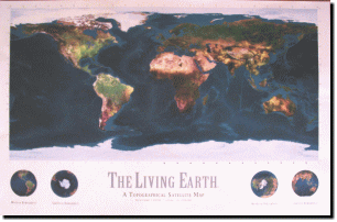 【世界衛星写真マップ大西洋中心 The Living Earth A Topographic Satellite Map】
