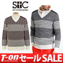 【30%OFF SALE】セントクリストファー/セントクリストファー/セーター Vネックセーター 格子柄ジャガード クロスモチーフ ロゴエンブレム付 レザー調ディテールSt.Christopher【メンズ】セントクリストファーゴルフウェア