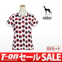 【50%OFF SALE】アダバット/アダバット/ポロシャツ 半袖ポロシャツ UVカット 吸汗速乾 大きなアップル柄 リンゴ柄 大人キュートなデザイン/adabat【レディース】アダバットゴルフウェア