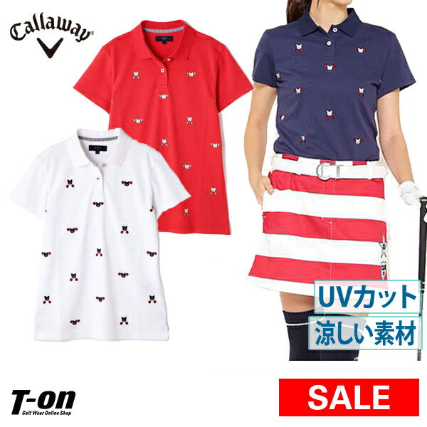 【20％OFF SALE】キャロウェイ アパレル キャロウェイ ゴルフ Callaway APPAREL レディース ポロシャツ 半袖ポロシャツ 遮熱クーリング UVカット チアベア刺繍 鹿の子素材 【送料無料】 2019 春夏 新作 ゴルフウェア