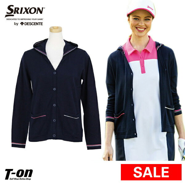 【30％OFF SALE】スリクソンbyデサント SRIXON by DESCENTE レディース ブルゾン フード付きカーディガン ニットパーカー ラインデザイン ロゴ刺繍 2019 春夏 新作 ゴルフウェア