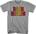 TOWER RECORDS タワーレコード タワレコ "グラデーション ロゴ" グレー Tシャツ ヴィンテージ仕様 バンドT 復刻版 70年代