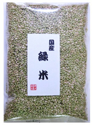 豆力　こだわりの国産緑米（みどり米）　500g　【1袋までメール便可能】【レビューでおまけ♪】ほんのり緑色、もちもちな希少米♪
