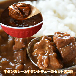 牛タンカレーと<strong>牛タンシチュー</strong>のセット （各2袋） レトルト食品【メール便/送料無料】 お取り寄せグルメ おつまみ