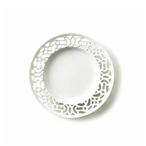 ロイヤルスカシ 19cm プレートB(アウトレット)【白い食器 透かし皿 丸皿 デザートプレート】