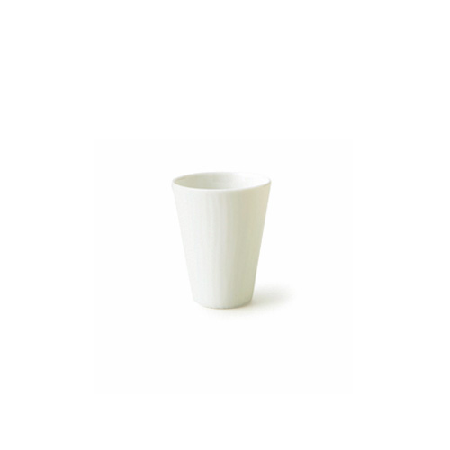 グレインカップ　細長　S (アウトレット)【白い食器 フリーカップ】光があたるときれいなラインがうっすら浮かび上がる♪