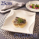 CYCLONE サイクロン 25cm 角皿 (アウトレット)【白い食器 スクエア パスタ皿 大皿 業務用食器】
