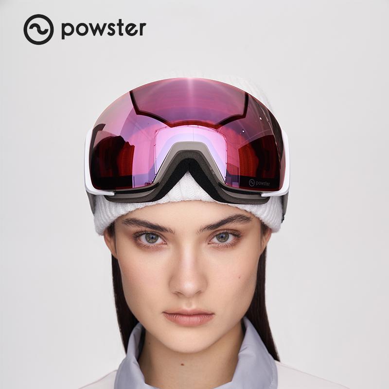 複層ガラス 8倍 高倍率 小型 コンパクト スキー レディース 二重層 ゴーグル 防曇 近視 スノー メガネ メンズ パープル