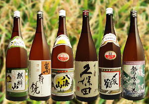 【セット名：いなほ】【 送料無料 セット 】新潟の超有名銘酒を飲み比べ！豪華銘柄が揃った1.8L（一升）サイズ6本セット【内容】八海山清酒・久保田　千寿・麒麟山伝統辛口・〆張鶴　花・萬寿鏡・越乃雪月花本醸造【新潟・日本酒ギフト】 父の日