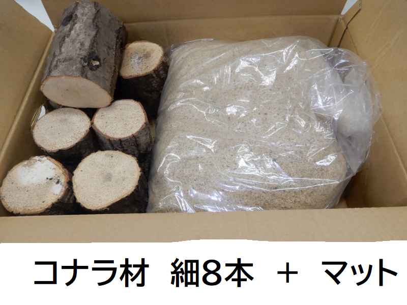 【朽ち木と昆虫マットのセット】オオクワガタ 産卵木 コナラ 細8本+マット 農薬不使用 国産原木 長さ約14cm、太さ約9cm～11cmと昆虫飼育マット約10リットル ｜飼育材 Ns108+mat