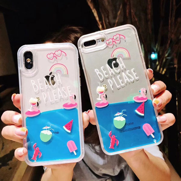 iPhone Design Case Beach Please Flamingo iPhoneケース フラミンゴ アクア リキッド サマー 海 ビーチ アイフォン X 8 7 8プラス 7プラス ブランド デザインケース スマートフォンケース スマホケース スマホカバー アイフォンケース