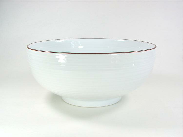白山陶器　白山のどんぶりシリーズ　6寸浅めん丼 (白磁千段） 白磁千段6寸浅めん鉢 麺鉢