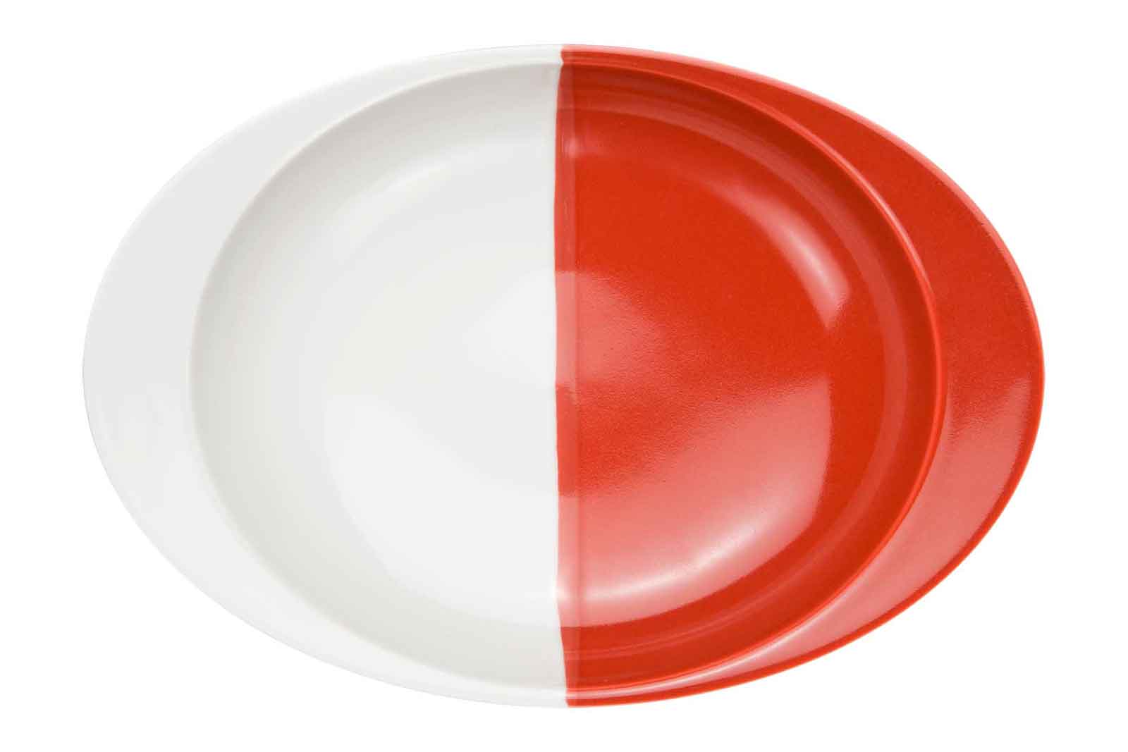 「極上のカレー皿」　パプリカ（大）カレー皿白銀比を用いた形状、こだわりのカレー皿です！