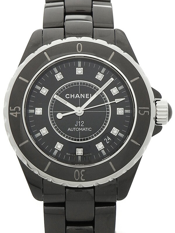 【CHANEL】シャネル『J12 ブラックセラミック 12Pダイヤ』H1626 メンズ 自動巻き b06w/h17A