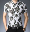 オールシリーズ紳士/夏メンズファッション/メンズ半袖ワイシャツ/レジャー/花柄//トップス/半袖シャツ カジュアルシャツ/ワイシャツ/ボタン /プリントシャツ 三点送料無料