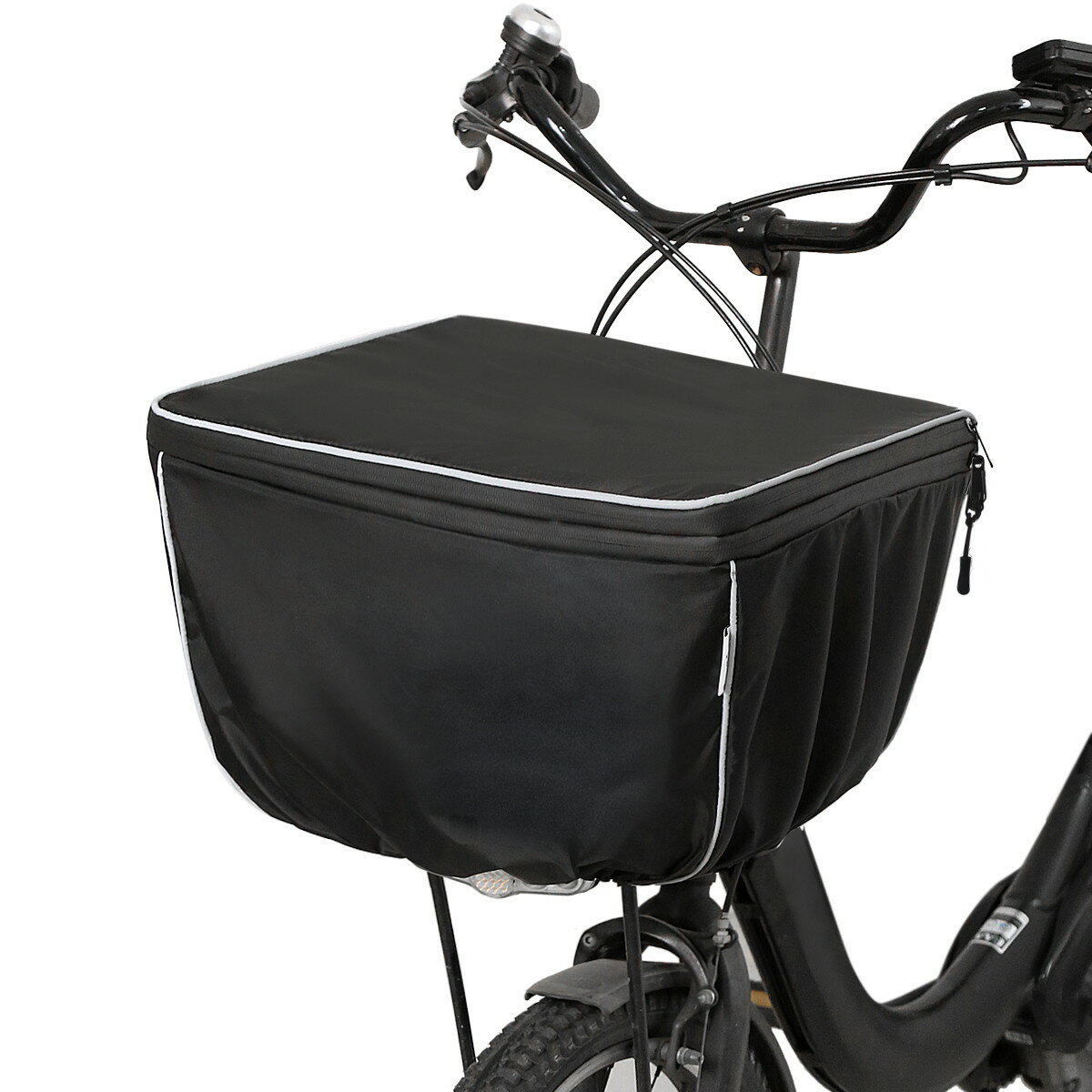 自転車 カゴカバー 防水 前 二段式 容量アップ バスケットカバー 前用 反射帯バイアス 取り外し簡単 撥水 防水加工 210Dナイロン 雨よけ 日よけ GyuPit