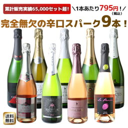 【送料無料】ワインセット スパークリング ワイン 9本 セット 1本あたり795円(税抜723円) <strong>辛口</strong> カヴァ入 シャンパン製法入 御祝 誕生日 ギフト プレゼント パーティー 夢の9本 ソムリエ厳選 カバ ワイン wine cava ドライ 第161弾