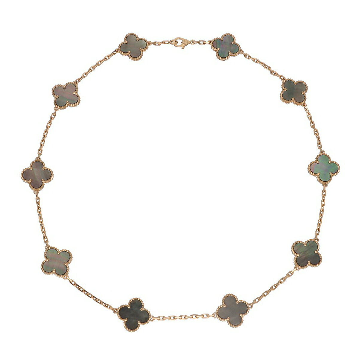 VanCleef&Arpels ヴァンクリーフ＆アーペル ヴィンテージ アルハンブラ 10モチーフ ネックレス 42cm グレーマザーオブパール 750 K18 RG ローズゴールド VCARP3RX00【送料無料】【代引き手数料無料】PG【中古】TMR2410030002