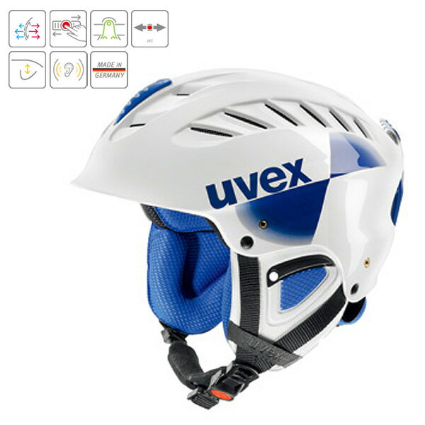 UVEX 〔ウベックススキーヘルメット〕＜2012＞x-ride race/ホワイト×ブルー 〔専用チンガード取付可能〕