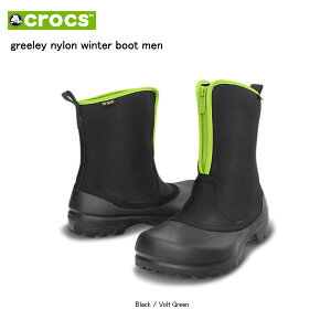 CROCS〔クロックス・スノーブーツ〕greeley nylon winter boot men 〔black/voltgreen〕〔z〕