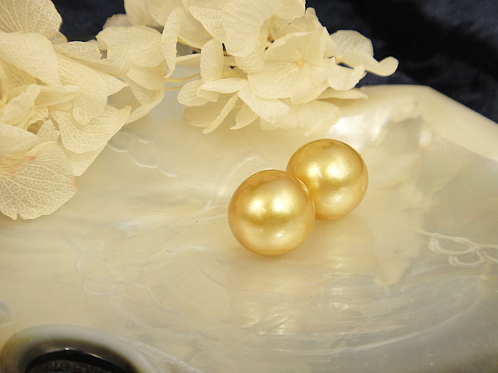 【南洋金色真珠】選べる大珠　金色系　13mmのイヤリング/ピアスK18 製【送料無料】【真珠　パール】10P12Jun12