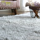 【送料無料/在庫有】 ラグ 高密度3000 ラメ入り 40ミリパイル ラグ 厚手 シャギーラグ 200×200 ラグ 正方形 ミックスシャギーラグ 北欧 モダン ラグマット ホットカーペット対応 ラグジュアリー ホワイト グリーン ブラウン