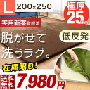 ★在庫限り!7,980円★【送料無料/在庫有】当店オリジナル 着脱 ラグ 極厚25ミリ 防ダニ 200×250 洗える カバー付き マイクロファイバー フランネル 長方形 3畳 滑り止め付 ラグマット 北欧 マット カーペット 実用新案登録済み 厚手 低反発 20mm 夏 夏用