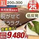 ★在庫限り!9,480円★【送料無料/在庫有】当店オリジナル 着脱 ラグ 防ダニ 200×300 洗える カバー付き 極厚25ミリ マイクロファイバー フランネル 長方形 4畳 滑り止め付 ラグマット 北欧 マット ラグ カーペット 実用新案登録済み 300×200 低反発 20mm 夏
