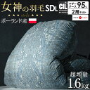 日本製 羽毛布団 純ポーランド産 マザーグース ★最大500円OFFクーポン有★【送料無料/在庫有】 7年保証 増量1.6キロ セミダブル ロング 440dp以上 ホワイトグースダウン 95% 国産 CIL ブラックラベル 抗菌 消臭 かさ高180mm以上 掛布団 グース