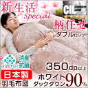 新生活応援!【送料無料/在庫有】 日本製 柄任せ 羽毛布団 ダブル ロング 7年保証【SEK認定アレルGプラス】 ホワイトダックダウン90% 350dp以上 かさ高145mm以上 シルバーラベル 掛け布団 掛布団 羽毛ふとん