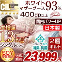 ★SOY受賞記念 23,999円!2/3(金)まで★【全国送料無料/即日出荷】 ホワイト マザー グース ダウン 93% 羽毛布団 シングル ロング 増量1.3kg 二層キルト CIL ゴールドラベル 400dp以上 抗菌 消臭 かさ高165mm以上 日本製 国内パワーUP 羽毛掛布団 布団 掛布団