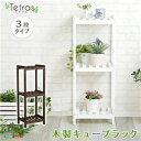 その他 木製 キューブラック/プランタースタンド 【3段 ホワイト】 幅34cm 天然木使用 軽量 『Tetras-テトラス-』【代引不可】 ds-2059220