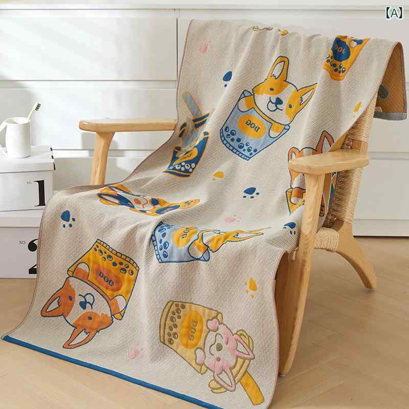 タオル ベビー・キッズ 全綿 四重ガーゼ バスタオル 大判 吸水性 80x150cm 茶杯犬 愛兔兔 暴力熊 好朋友 楽天派 ルーピン