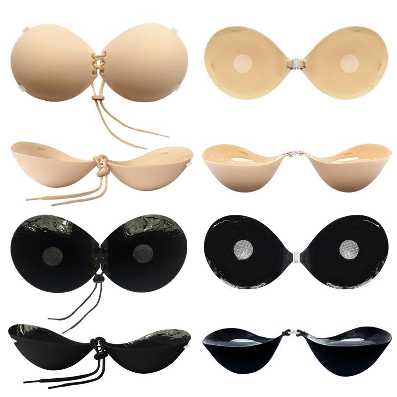 ブラジャー A B C シリコン ヌードブラ 盛りブラ 谷間メイク ストラップレスブラ ベージュ ブラック 聚拢 隐形 粘着力 通気性
