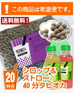 40分タピオカ　＜常温＞■20杯分　ストロー＆シロップセット【送料無料】極太ストローとシロップ2種類付きお得なセット【送料無料】