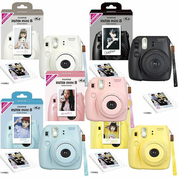 富士フィルムNEWチェキ instax mini 8 　純正ハンドストラップ付き+フィルム50枚　FUJIFILMチェキカメラINS MINI 8N フジフィルム チェキ8