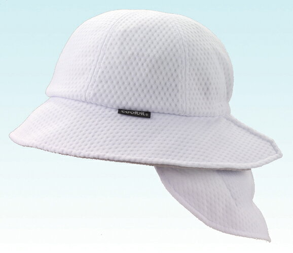 【送料無料】Coolbit(クールビット) 熱中症、UV、紫外線対策ジュニア、キッズ用フラップ帽子、ひんやり　WR-HT901-WHT