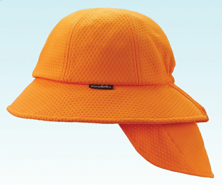 【送料無料】Coolbit(クールビット) 熱中症、UV、紫外線対策ジュニア、キッズ用フラップ帽子、ひんやり　WR-HT901-ORG