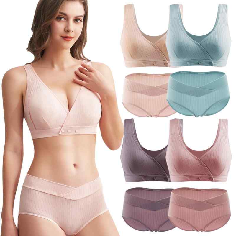 [CORELAVISH] マタニティ ブラショーツセット 授乳 ブラジャー ショーツ 上下セット 前開き 授乳 ブラ マタニティ 大きいサイズ 可愛い 授乳ブラトップ 下着 インナー ノンワイヤー ストレスフ