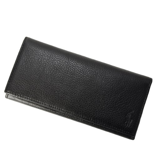 ポロ　ラルフローレン　(Polo RalphLauren）レザー　ブラック　長財布 かぶせ　メンズ