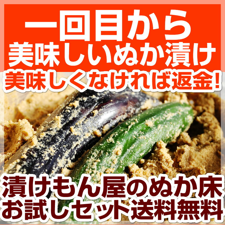 漬けもん屋のぬか床（簡単お試しセット）美味しくなければ全額返金！有名人も御用達！漬物屋がつくったぬか床だから誰でもカンタンにプロのぬか漬けが楽しめます。